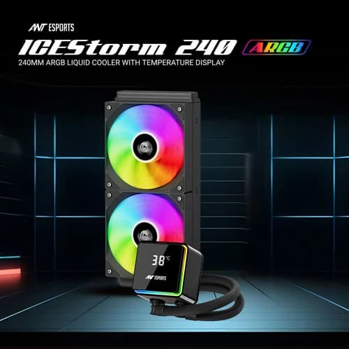 Ant Esports ICEStorm-240 ARGB CPU Liquid Cooler with Temperature Display